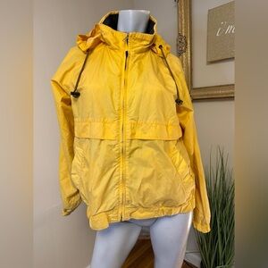 Pacific Trail Jacket Womens Small Yellow Full Zip Hooded Windbreaker VINTAGE